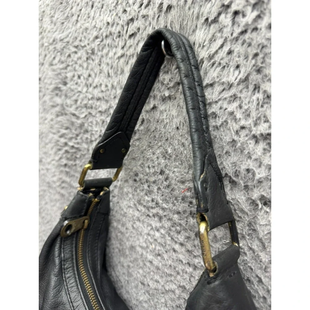 Marc Jacobs Authentic Womens Leather Turn Lock Hobo Shoulder Bag Black 13.5 x 6